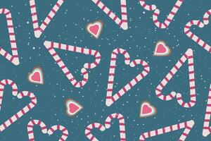Christmas seamless pattern with candy canes and lollipop. illustration vector