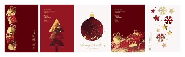 Set of illustrations on the theme of Christmas and New Year. concepts for greeting card, party invitation card, website banner, social media banner, marketing material. vector