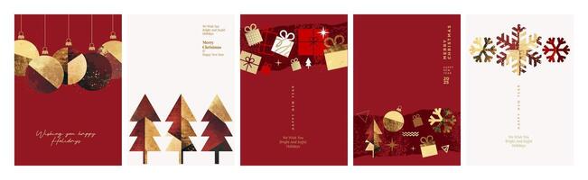 Set of Christmas and New Year Cards. Modern illustration concepts for graphic and web design, social media banner, marketing material. vector