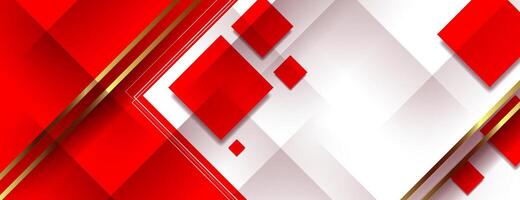red and white diagonal square abstract background with golden stripes. great for business corporate design vector
