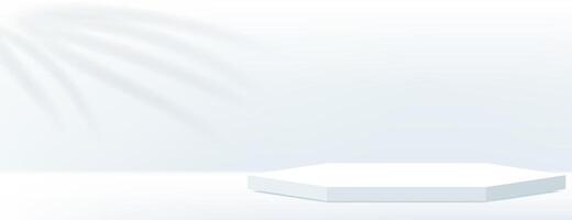 3d white hexagonal podium background for product display presentation vector