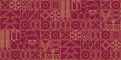 Christmas geometric background with simple line elements. Merry Christmas and Happy New Year abstract line design. Mosaic and Scandinavian style. illustration vector