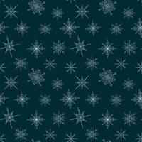 Seamless pattern with snowflakes on dark green background vector