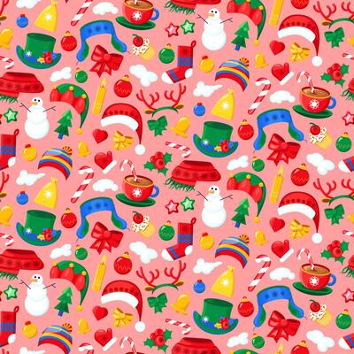 Cute Winter Christmas Festive Seamless Pattern