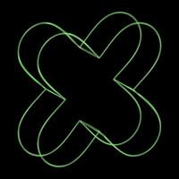 Y2K Rave Psychedelic Futuristic Diagonal Cross with Round Edges in trendy neon green black style vector