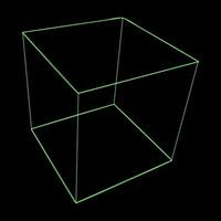 Y2K Rave Psychedelic Futuristic Minimalistic Cube in trendy neon green black style vector