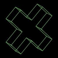 Y2K Rave Psychedelic Futuristic Diagonal Cross in trendy neon green black style vector