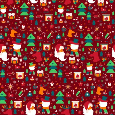 Red White Green Xmas Party Seamless Pattern