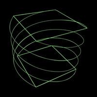 Y2K Rave Psychedelic Futuristic Spiral with Square Base in trendy neon green black style vector