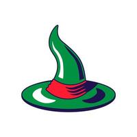 Witch wide brimmed cone hat with a textile stripe vector