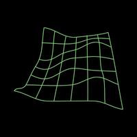 Y2K Rave Psychedelic Futuristic Deformed Grid in trendy neon green black style vector