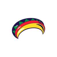 Striped handmade hat with bright ornament vector