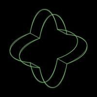 Y2K Rave Psychedelic Futuristic Four-pointed Form in trendy neon green black style vector