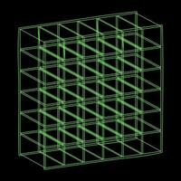 Y2K Rave Psychedelic Futuristic Cubic Grid in trendy neon green black style vector