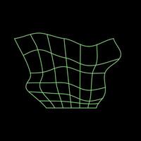 Y2K Rave Psychedelic Futuristic Distorted Grid in trendy neon green black style vector