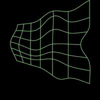 Y2K Rave Psychedelic Futuristic Distorted Grid Perspective in trendy neon green black style vector