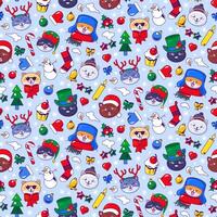 Carnival Funny Cat Faces Seamless Pattern vector