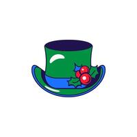 Top hat with holly decoration and ribbon vector