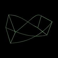 Y2K Rave Psychedelic Futuristic Twisted Parallelepiped in trendy neon green black style vector