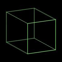 Y2K Rave Psychedelic Futuristic Cube in trendy neon green black style vector