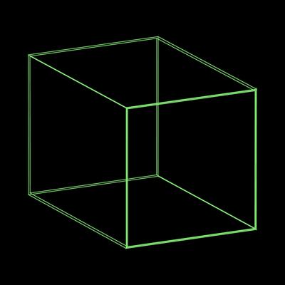 Y2K Rave Psychedelic Futuristic Cube in trendy neon green black style