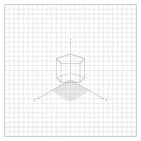 Volumetric Pentagon On Coordinate Grid On Notebook vector