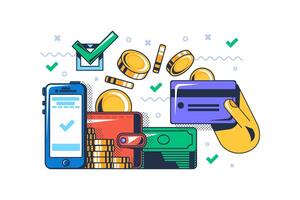 Multi Colored Payment For Purchase Concept vector