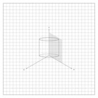 Cylinder With Base On Coordinate Plane On Notebook vector