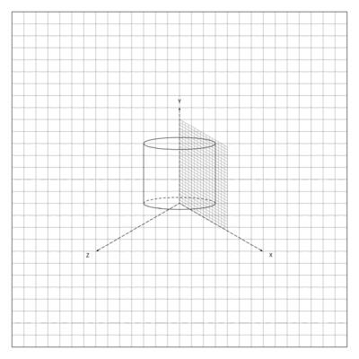 Cylinder With Base On Coordinate Plane On Notebook