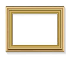 Thick Golden Rectangular Photo Frame with Shadows Isolated on White Background vector