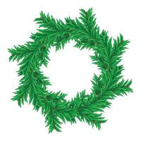 Christmas Pine Branch Wreath Illustration, Isolate on White Background vector