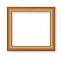 Wooden Brown Square Picture Frame with Shadow. Illustration Isolated on White Background vector