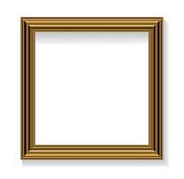 EClassic Thin Square Golden Picture Frame with Shadow Isolated on White Background vector