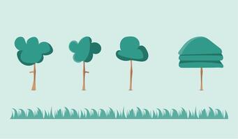 Modern Tree and Grass Elements for Environmental Graphics vector