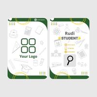 student id card template with a simple frame and green color vector