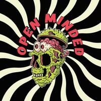 illustration of a monster zombie skull with an open head vector