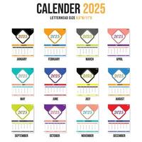 12 Months set Calendar 2025, vector