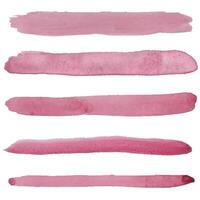 Set of pink watercolor brushes strokes. Each isolated on white. vector