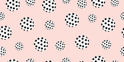 Abstract horizontal pattern. Seamless patterned background with white circles and black dots. vector