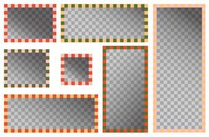 Colorful photo frames of different size with empty space inside. vector
