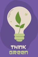Creative illustration promoting environmental awareness and sustainability through a light bulb vector