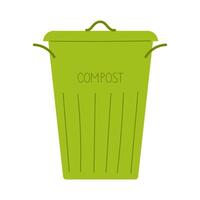 Bright green compost bin with lid featuring clearly labeled text in a clean design vector