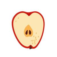 Sliced apple revealing the interior with distinct colors and features on a white background vector