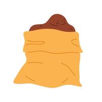 A colorful sack filled with soil, resting on a white background, ideal for gardening activities vector