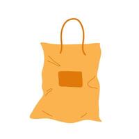 Illustration of a crumpled reusable shopping bag in a vibrant orange color with a handle vector