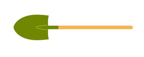 A green-handled garden shovel resting on a plain background ready for planting and gardening tasks vector