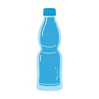 A transparent blue water bottle with a twist-off cap standing upright against a plain background vector