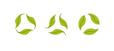 Green leaf symbols representing sustainability and eco-friendly practices in a minimalist design vector