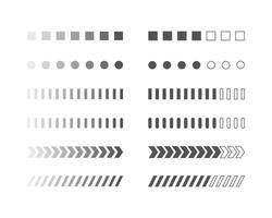 Collection Loading bar status icon. illustration. Set of loaded icons. Download progress. Donload or Upload. vector