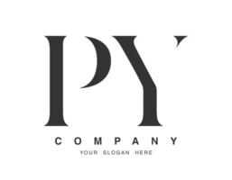 PY logo design. Initial letter p and y serif font style. Creative classic company name typography. Trendy logotype or identity. vector